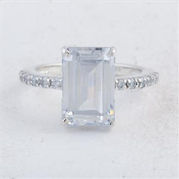 NO RESERVE 9.86 Ct Octagon White Cz 925 Sterling Silver Ring