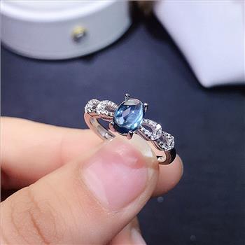 NO RESERVE Blue Topaz 925 Sterling Silver Ring