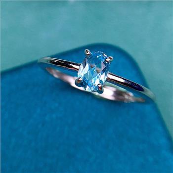 NO RESERVE Blue Topaz 925 Sterling Silver Ring