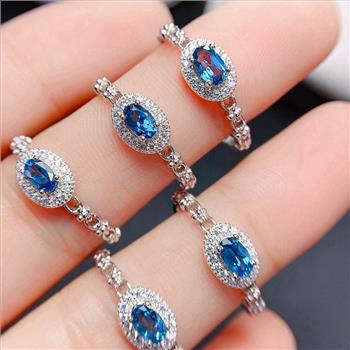 NO RESERVE Blue Topaz 925 Sterling Silver Ring