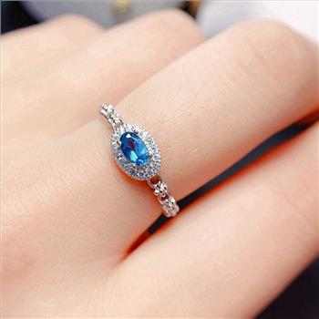 NO RESERVE Blue Topaz 925 Sterling Silver Ring