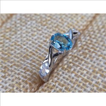 NO RESERVE Blue Topaz 925 Sterling Silver Ring