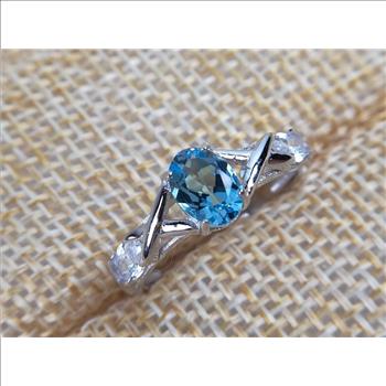 NO RESERVE Blue Topaz 925 Sterling Silver Ring