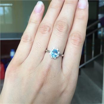 NO RESERVE Blue Topaz 925 Sterling Silver Ring
