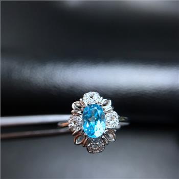 NO RESERVE Blue Topaz 925 Sterling Silver Ring