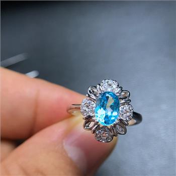 NO RESERVE Blue Topaz 925 Sterling Silver Ring