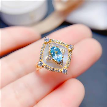 NO RESERVE Blue Topaz 925 Sterling Silver Ring