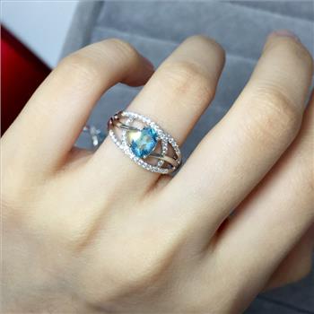 NO RESERVE Blue Topaz 925 Sterling Silver Ring