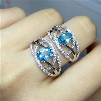 NO RESERVE Blue Topaz 925 Sterling Silver Ring