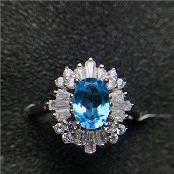 NO RESERVE Blue Topaz 925 Sterling Silver Ring