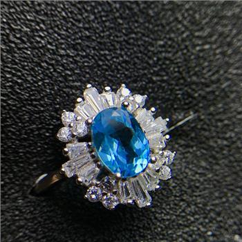 NO RESERVE Blue Topaz 925 Sterling Silver Ring