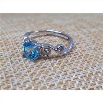 NO RESERVE Blue Topaz 925 Sterling Silver Ring