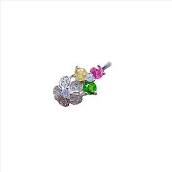 NO RESERVE Multi Colored Tourmaline 925 Sterling Silver Ring