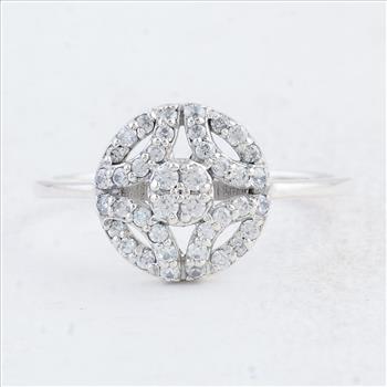 NO RESERVE0.79 Ct Round Cubic Zirconia 925 Sterling Silver Ring