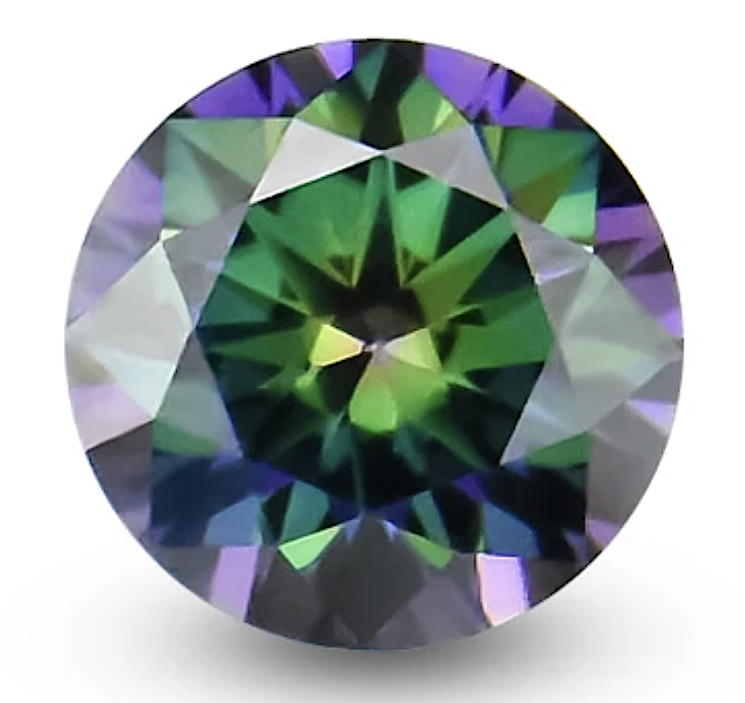 Moissanite Unmounted 2.0ct Rainbow Green Round Stone