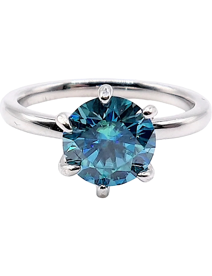 925 Sterling Silver Moissanite Ocean Blue 2.0ct Ring