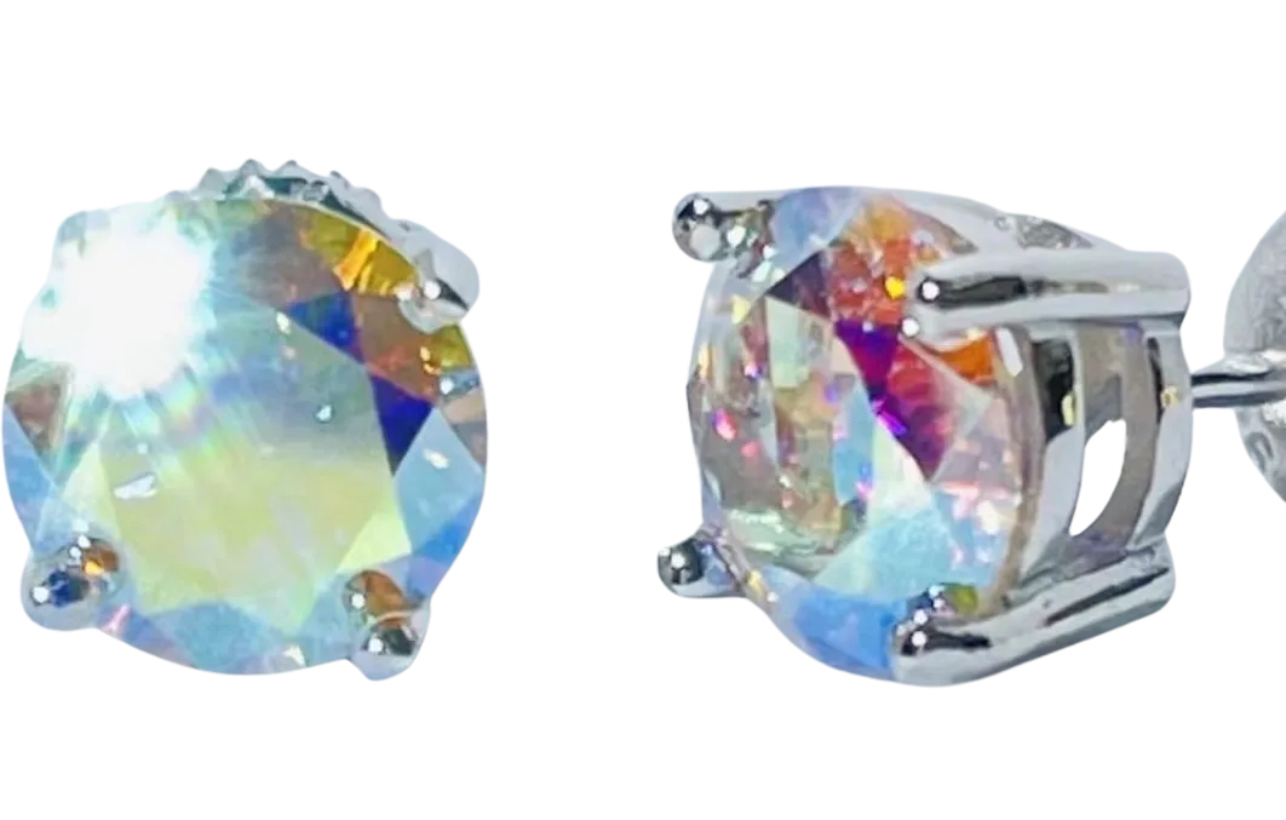 925 Sterling Silver Moissanite 2.0ct Aurora Stud Earrings.