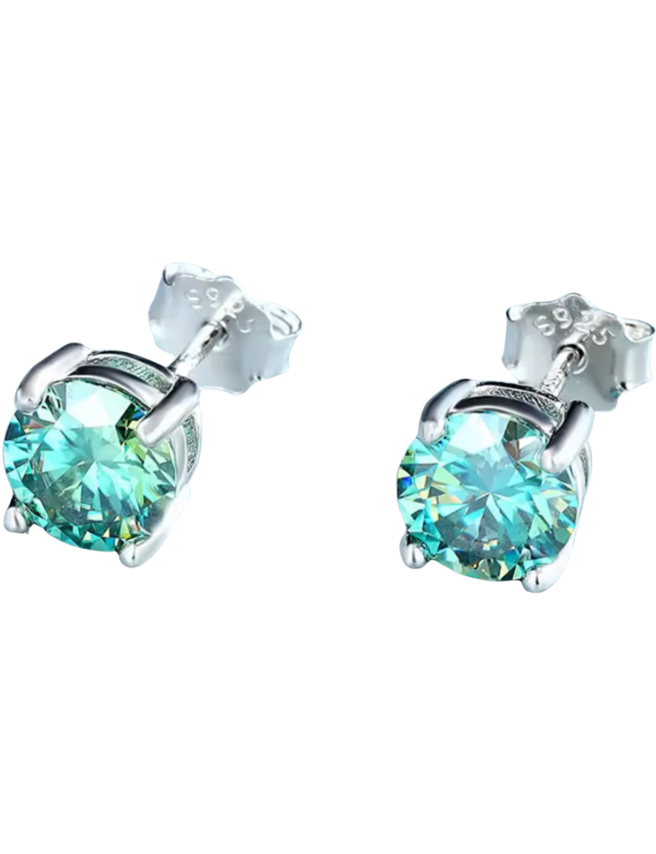 925 Sterling Silver Moissanite Green 2.0ct Stud Earrings