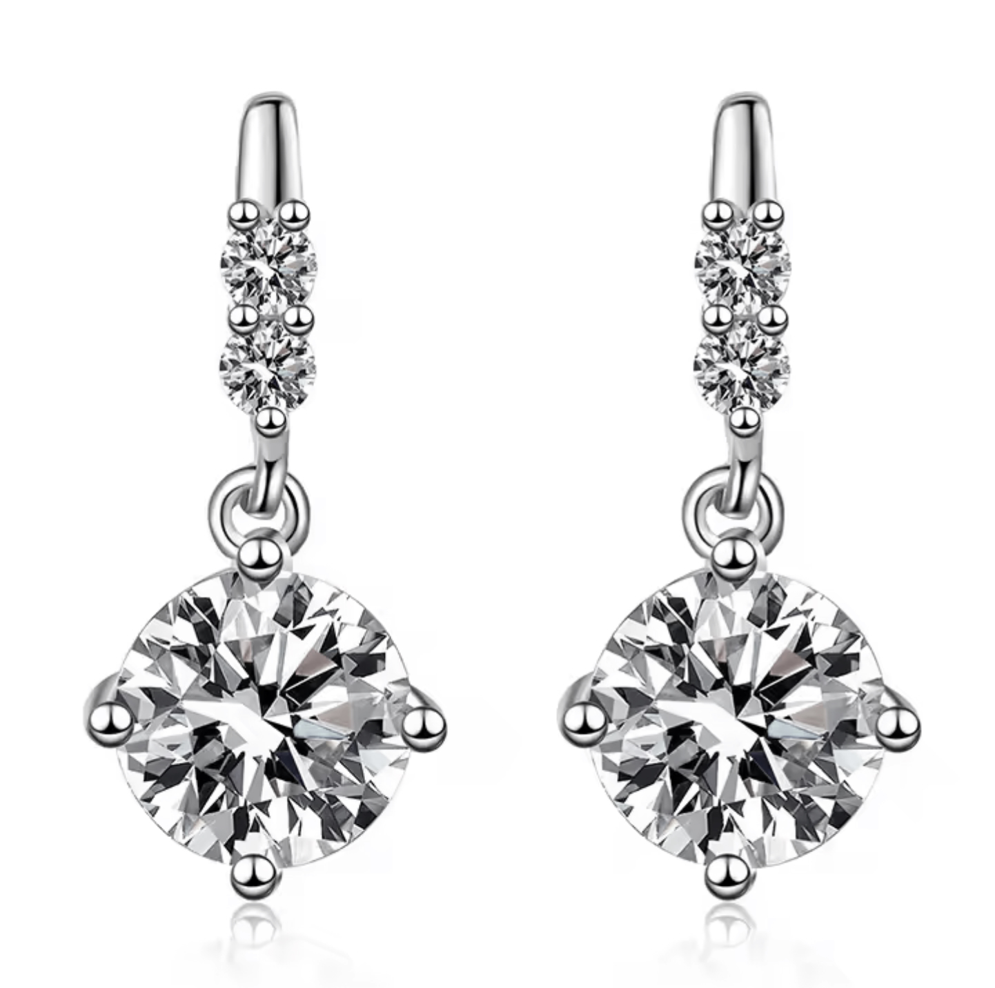 925 Sterling Silver Moissanite 1.0ct Dangle Earrings