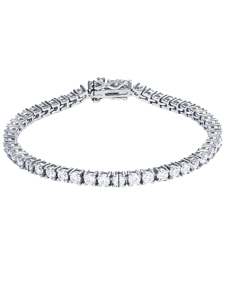 925 Sterling Silver Moissanite 4.0mm 12.6cttw Tennis Bracelet