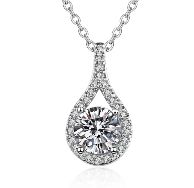 925 Sterling Silver 3.0ct Simulated Diamond Teardrop Necklace