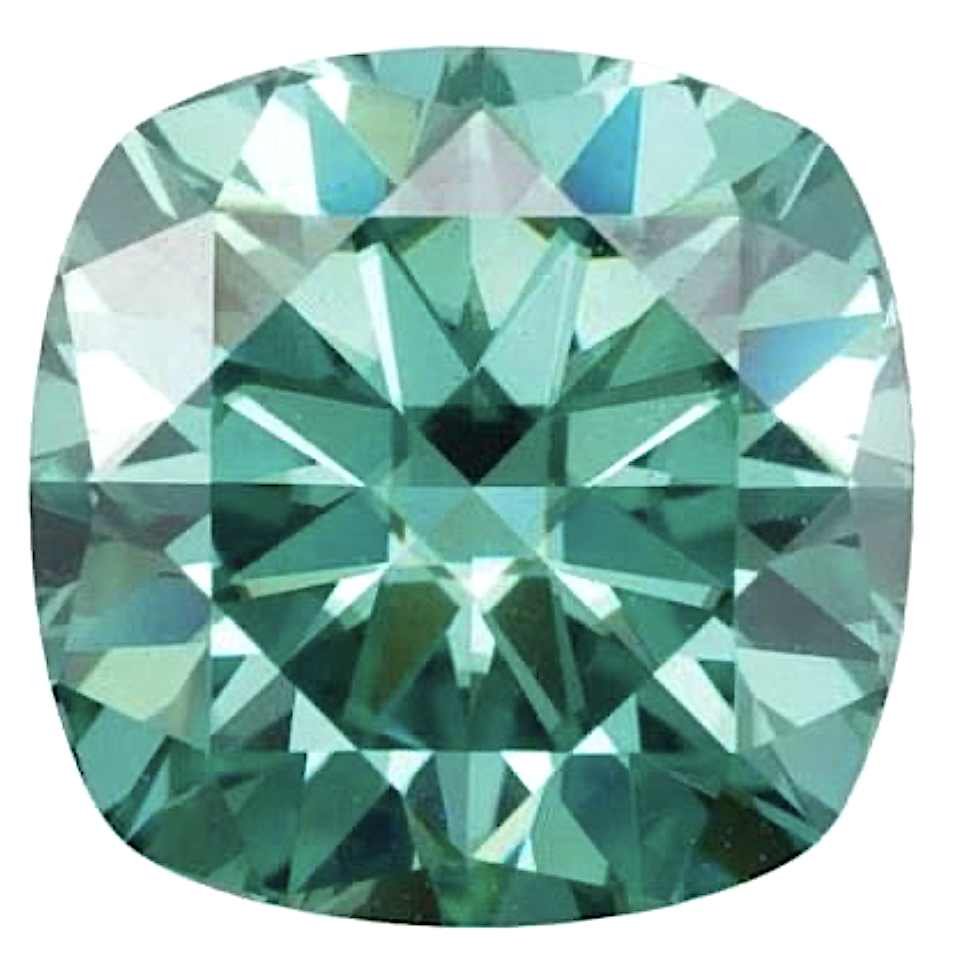 Moissanite Unmounted 3.0ct Vivid Green Cushion Cut Stone