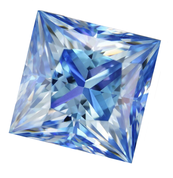 Moissanite Unmounted 2.0ct Klein Blue Princess Cut Stone