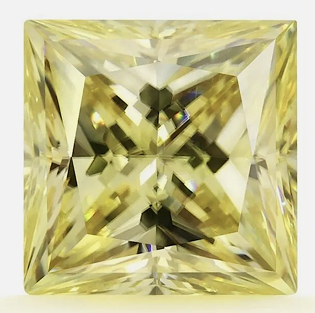 Moissanite Unmounted 4.0ct Lemon Yellow Princess Cut Stone