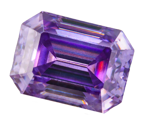 Moissanite Unmounted 3.0ct Light Purple Emerald Cut Stone