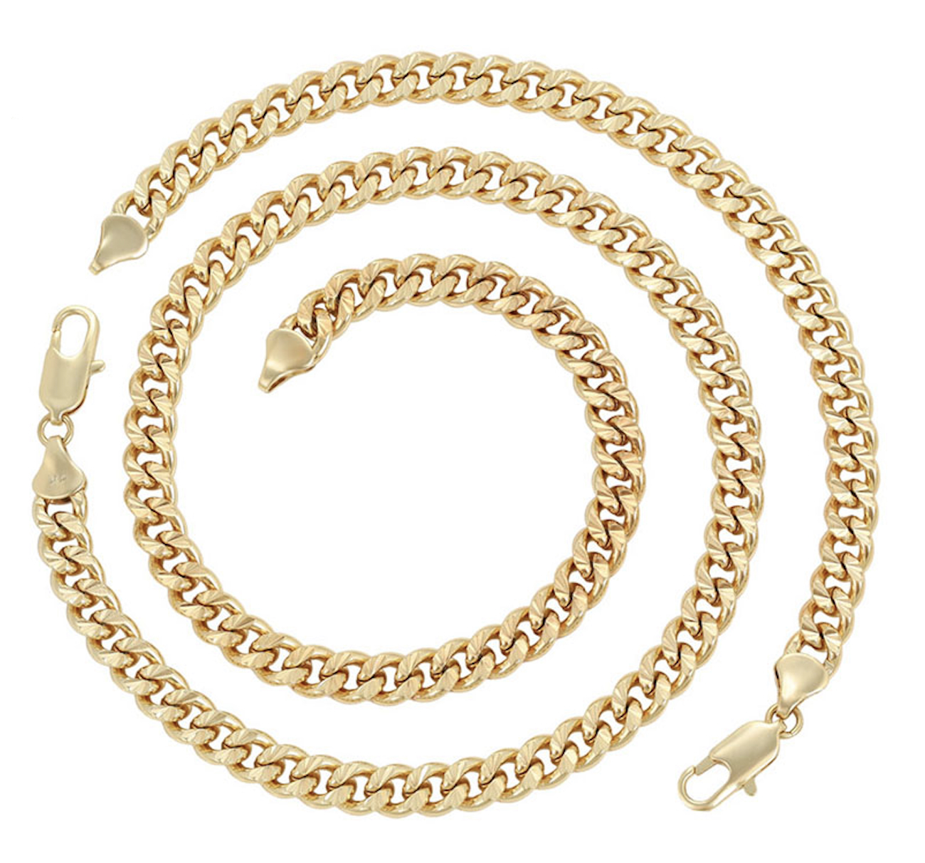 Cuban Link 7.0mm 14K Gold Plated Set