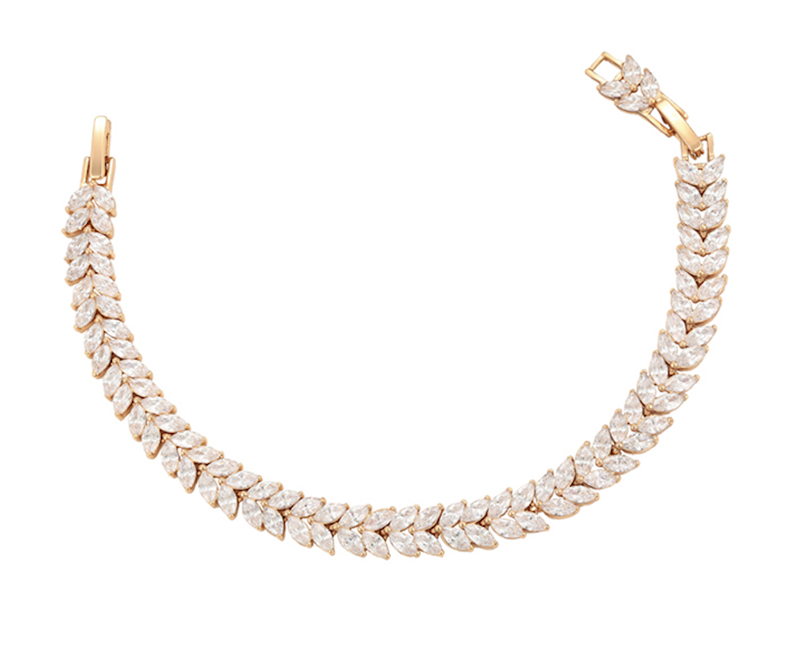 Marquise Cut 8.0mm Simulated Diamond 18K Gold Plated Tennis Bracelet