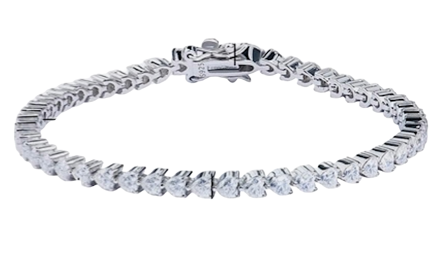 925 Sterling Silver Moissanite 4.7ct Heart Tennis Bracelet