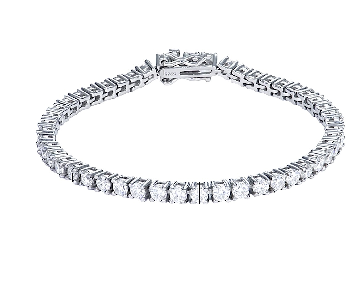 925 Sterling Silver 5.5cttw (3.0mm) Moissanite Tennis Bracelet