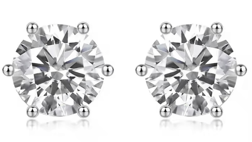 925 Sterling Silver 2.0ct Each Simulated Diamond Stud Earrings