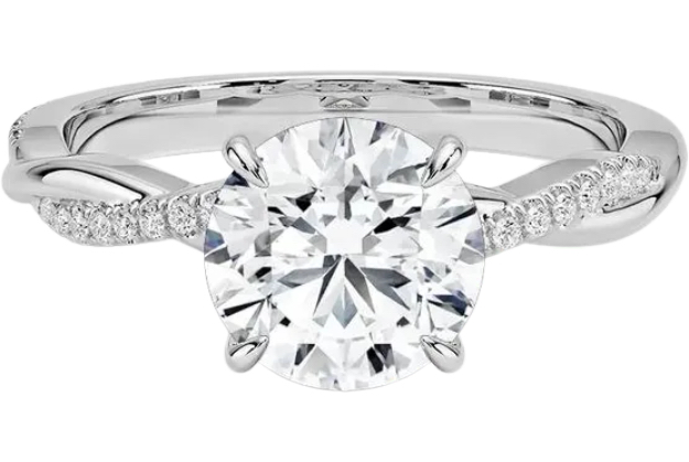 925 Sterling Silver Moissanite 2.0ct Twist Chanel Ring