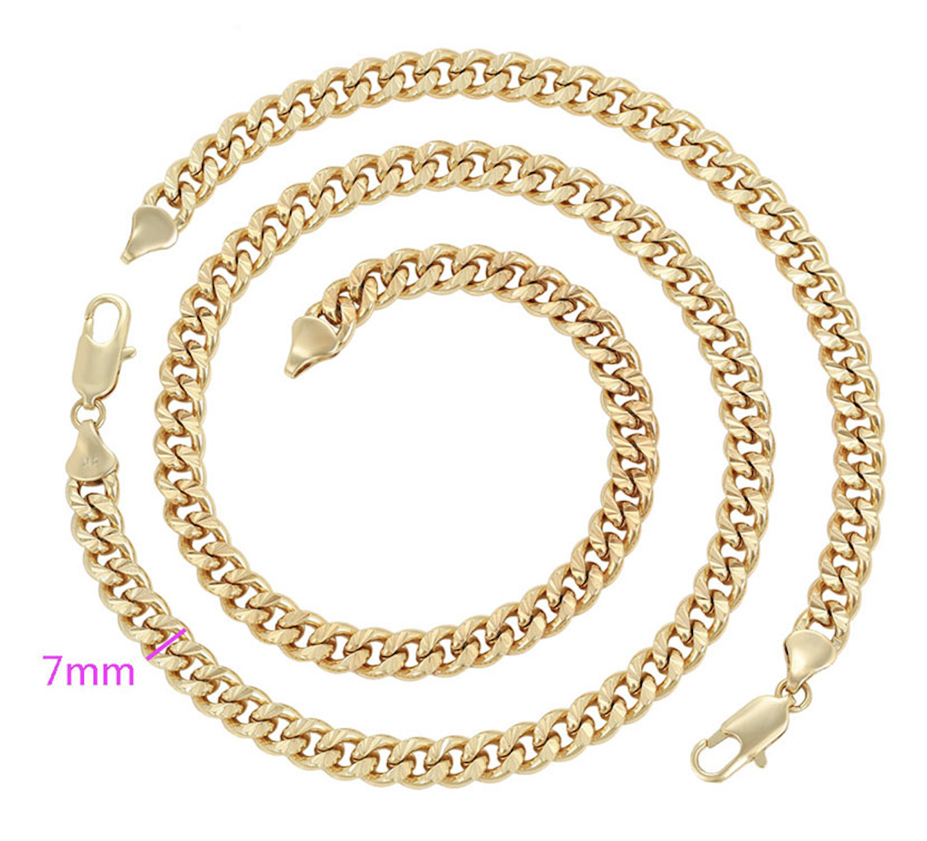 Cuban Link 7.0mm 14K Gold Plated Necklace