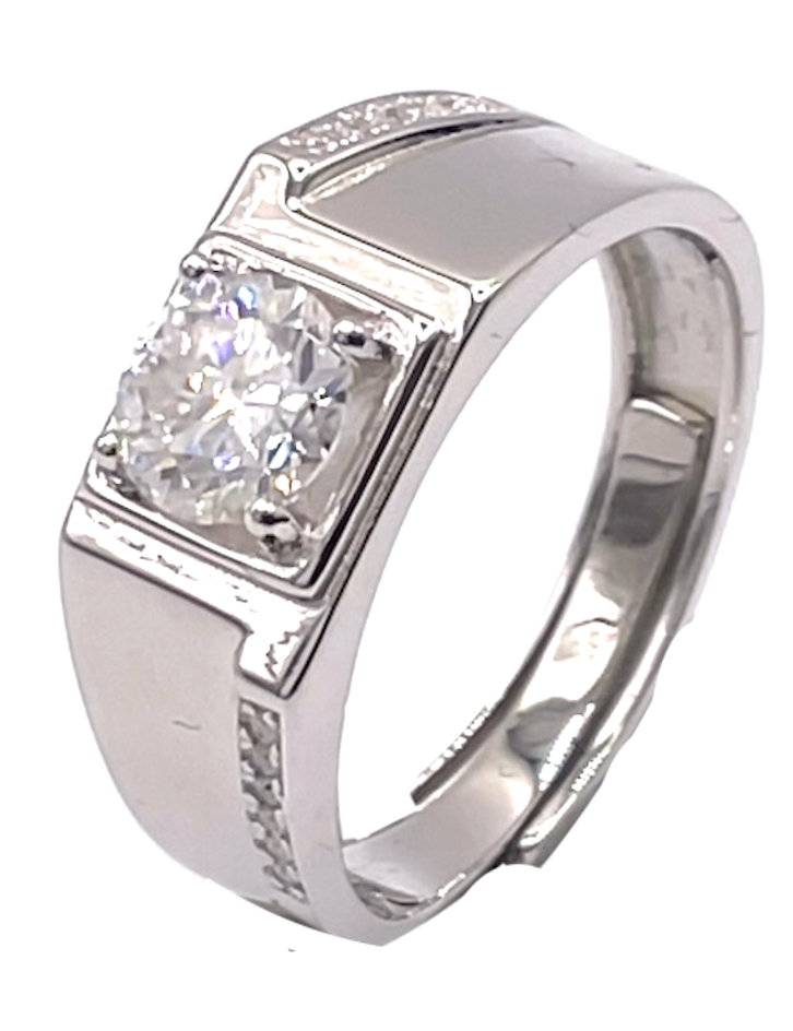 925 Sterling Silver 1.0ct Moissanite Mens Chic Ring