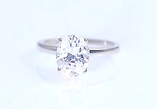 925 Sterling Silver Moissanite 1.0ct Oval Cut Solitaire Ring
