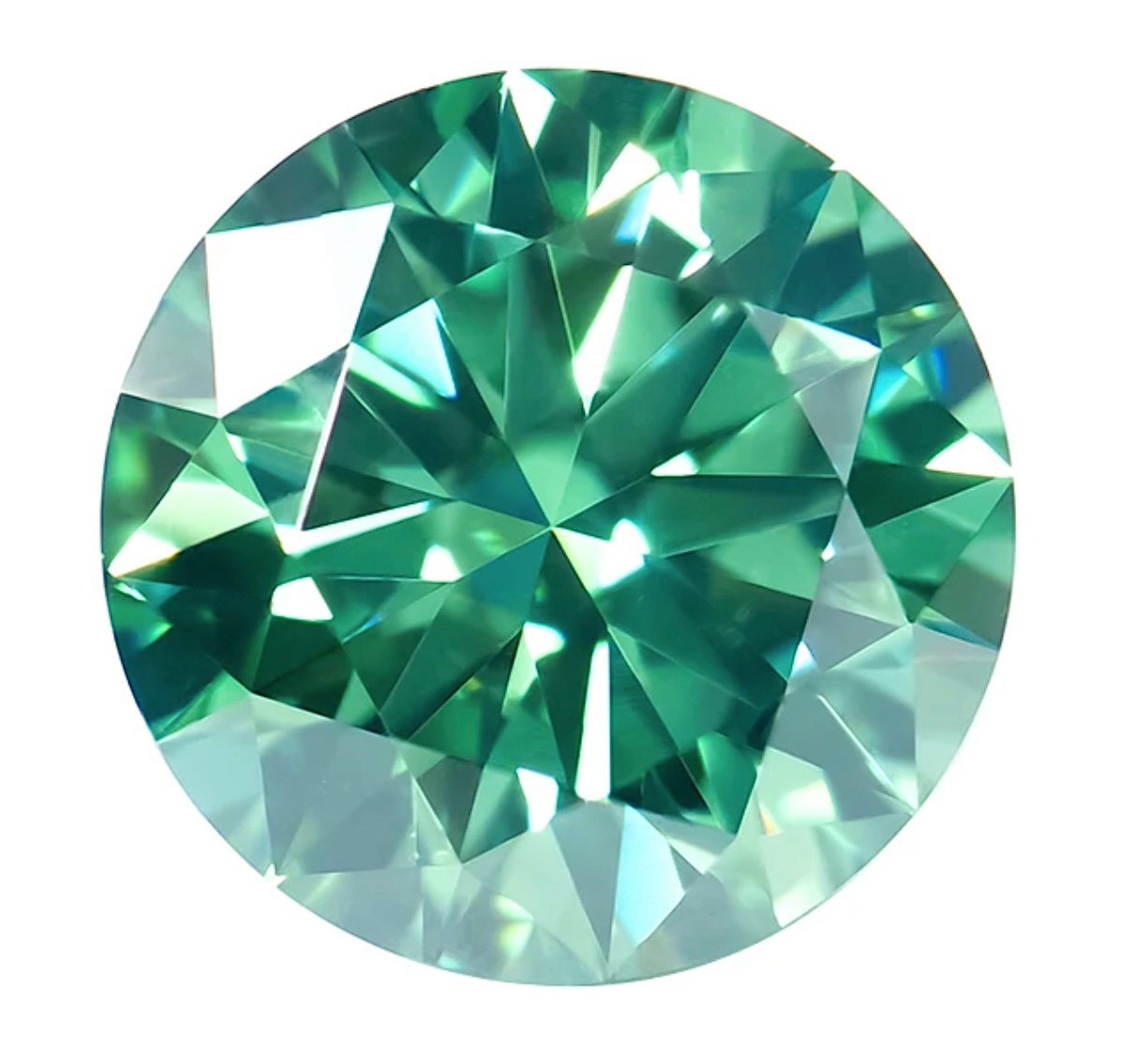 Moissanite Unmounted 1.0ct Vivid Green Round Stone