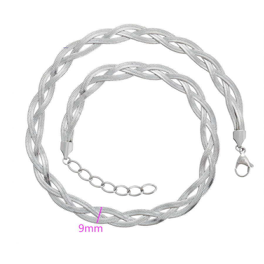 9.0mm Platinum Plated Twisted Serpentine Necklace