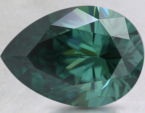 Moissanite Unmounted 2.0ct Vivid Green Pear Cut Stone