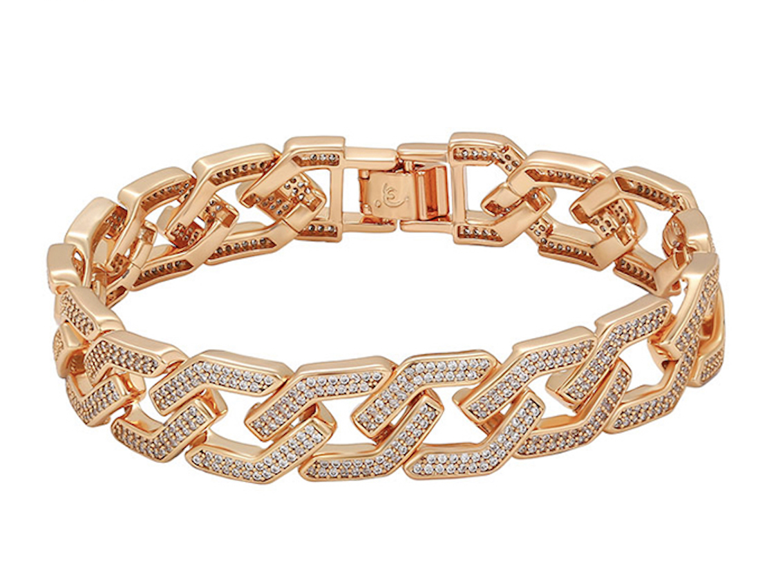 Iced Out 13.0mm 18K Gold Plated Cuban Link Bracelet