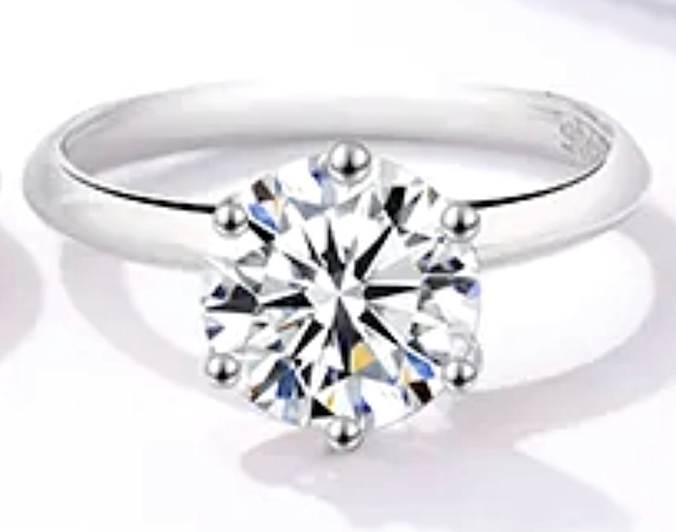 925 Sterling Silver Moissanite 3.0ct Solitaire Ring