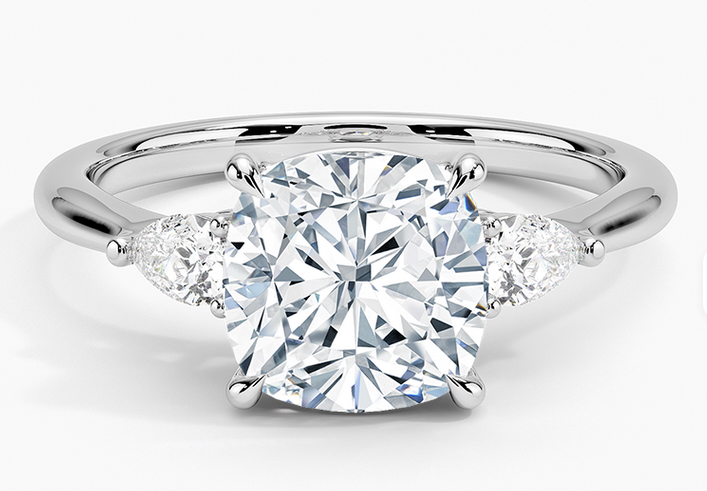 925 Sterling Silver Moissanite 2.0ct Three Stone Ring
