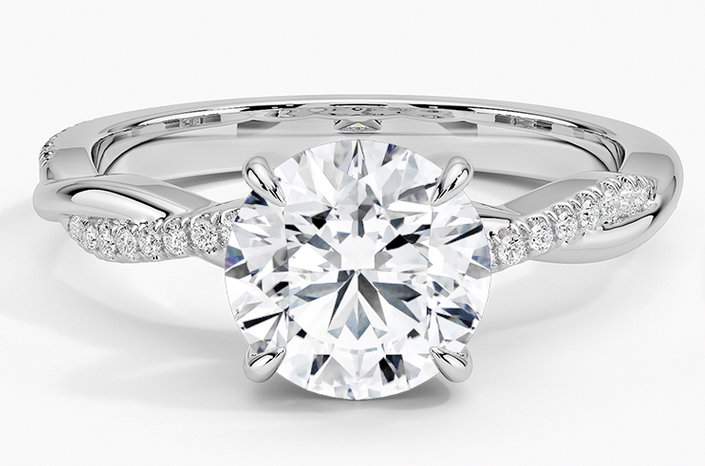 925 Sterling Silver Moissanite 3.0ct Twist Band Solitaire Ring