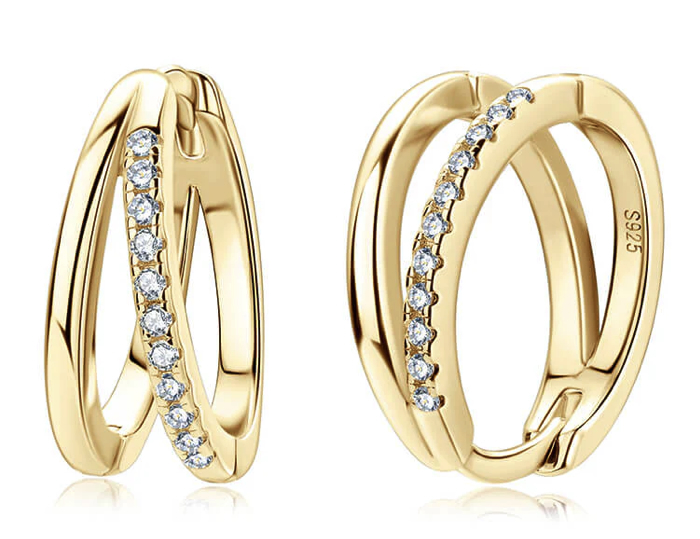 925 Sterling Silver Moissanite 0.005.0ct 18K Gold Plated Huggie Earrings