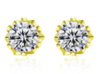 925 Sterling Silver Moissanite 1.0ct 18K Gold Plated Stud Earrings