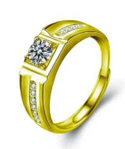 925 Sterling Silver Moissanite 1.0ct 18K Plated Mens Ring