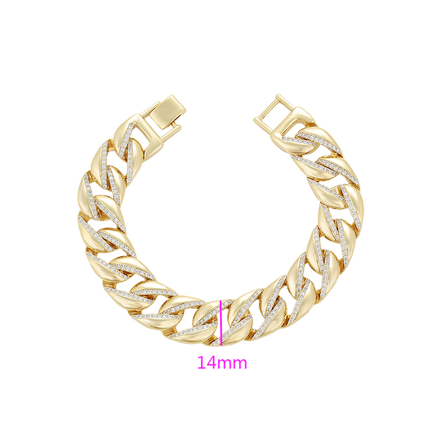 Iced Out 14.0mm 14K Gold Plated Cuban Link Bracelet