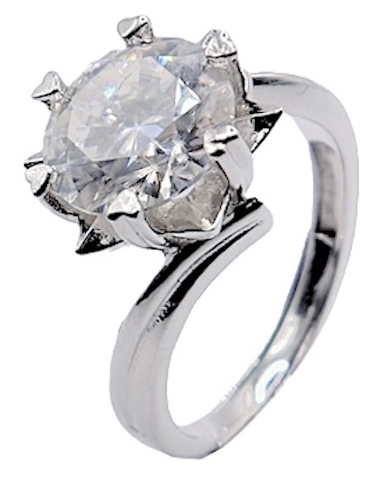 925 Sterling Silver 3.0ct Moissanite Heart Prong Solitaire Ring